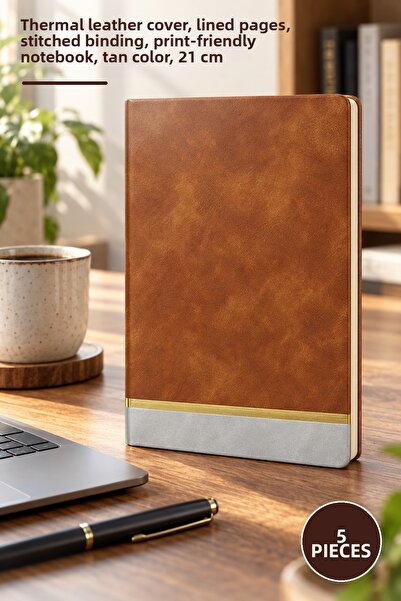 Yenilig 5 Pieces Leather Lined Notebook – Thermo Leather Cover, Lined Inner P...