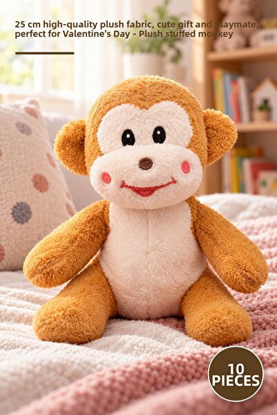 Yenilig 10Pcs Plush Toy Monkey – Quality Plush Fabric 25 Cm, Adorable Gift an...
