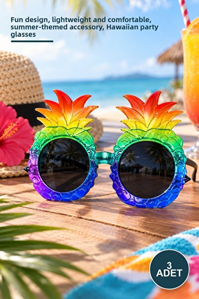 Yenilig 3 Colorful Hawaiian Party Glasses with Tropical Pineapple Design – Fu...