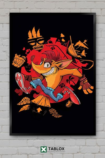 tablomaxtbx Poster cu personajul jocului video Crash Bandicoot, tablou decora...