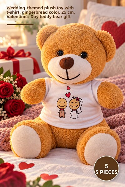 Yenilig 5 Pieces Plush Teddy Bear - Bride Groom Printed T-Shirt Plush Toy Mus...