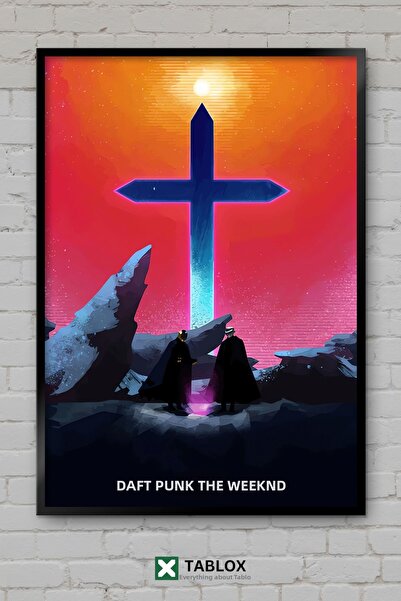 tablomaxtbx Daft Punk The Weeknd Μουσική Ηλεκτρονική Ποπ Αφίσα Τέχνης με Εμφά...