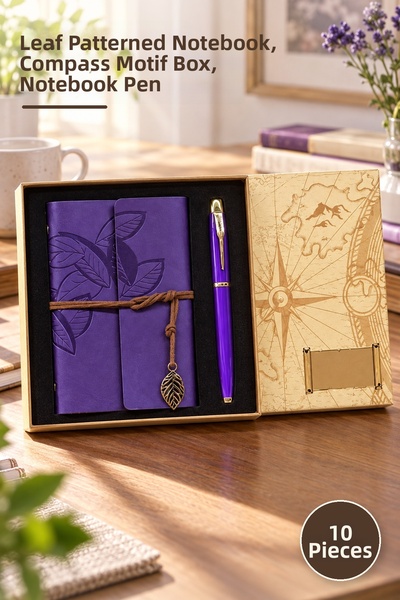 Yenilig 10-Piece Leather Notebook and Purple Metal Rollerball Pen Gift Set – ...
