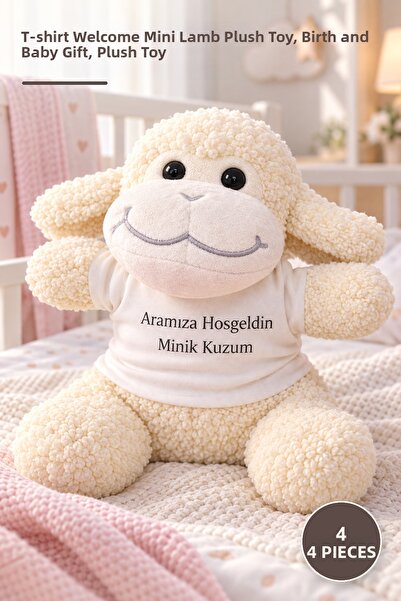 Yenilig 4 Plush Lambs – Plush Toy with T-Shirt and Printed Welcome My Little ...