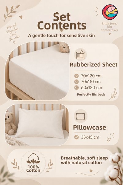 Anne Sesi 100% Cotton Ranforce Elastic Sheet Set - Park Bed 70X120 cm - 35X45 cm Pillowcase