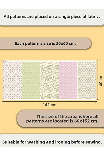 FabricMarket مجموعة ألواح من القماش القطني 100%، 5 أنماط مختلفة، مقاس 30x60 سم - نمط زهور الربيع العتيق، بألوان أرجوانية وخضراء