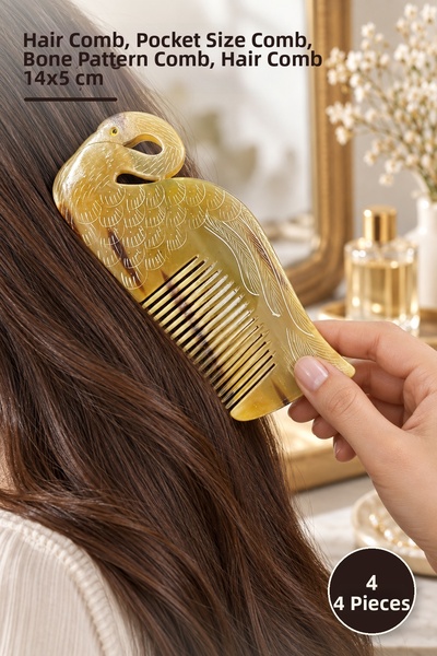 Yenilig 4 Pieces of Swan Design Bone Comb – Hair Comb, Pocket Size Comb, Swan...