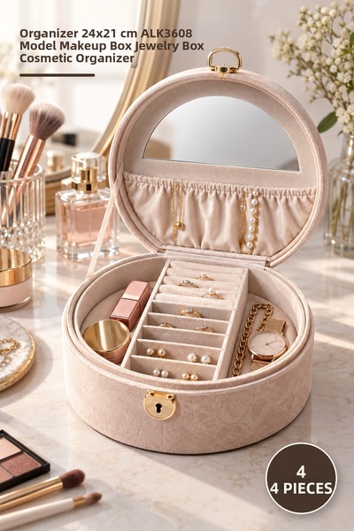 Yenilig 4 Pieces Makeup and Jewelry Box – Organizer 24X21 cm Alk3608 Model Ma...