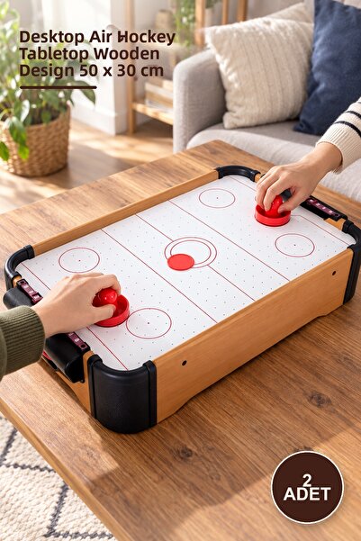 Yenilig 2 Pieces Wooden Desktop Air Hockey Game – Desktop Game Board Wooden D...