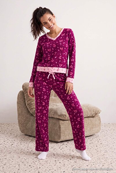 Trendyol Collection Plum Flower Soft Touch Knitted Pajamas Set Thmaw27Pt00153
