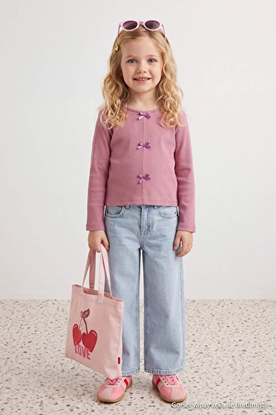 TRENDYOLKIDS تي شيرت محبوك للفتيات من داستي روز TKDAW27TS00017