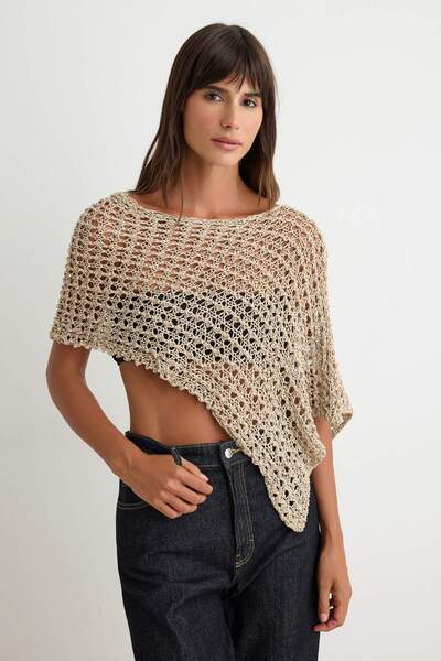 Trendyol Collection Mink Bolero Sequin Shiny Look Knitwear Blouse Twoaw27Kz00252