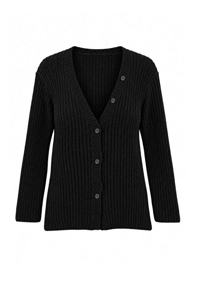 Trendyol Collection More Sustainable Black Button Detailed Knitwear Cardigan ...