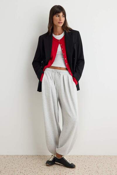 Trendyol Collection Gray Melange Soft/Soft Touch Carrot Knitted Sweatpants Tw...