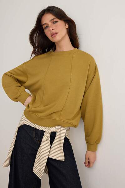 Trendyol Collection Wardrobe Essentials Light Khaki Stitching Detailed Oversi...