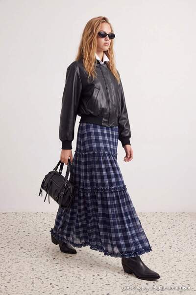 Trendyol Collection Multi-Colored Plaid Patterned A-Line/A-Line Form Ruffle L...