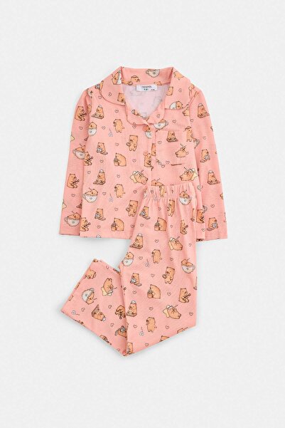 TRENDYOLKIDS طقم بيجامة بناتي وردي