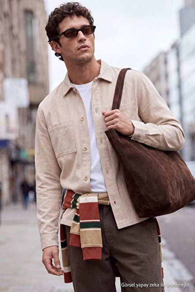 Trendyol Collection Beige Front Pocket Gabardine Regular Fit 100% Cotton Men'...