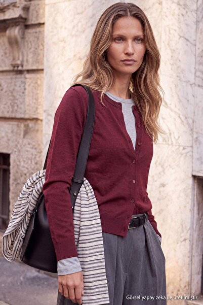 Trendyol Collection أساسيات خزانة الملابس: سترة تريكو أساسية من الصوف بنسبة 1...
