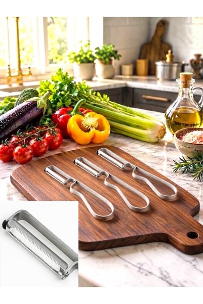 Trend Home Life 3 Adet Metal Yan Soyacak Patates Sebze Paslanmaz Çelik Sebze Soyacak Aparatı Lüx  Domates Soyacağı