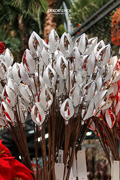 Dekorsende Christmas Ornament Conical Branch Silver White 65 cm