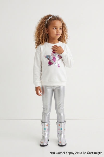 Le Mabelle Silver Shiny Girls' Tights - Huete