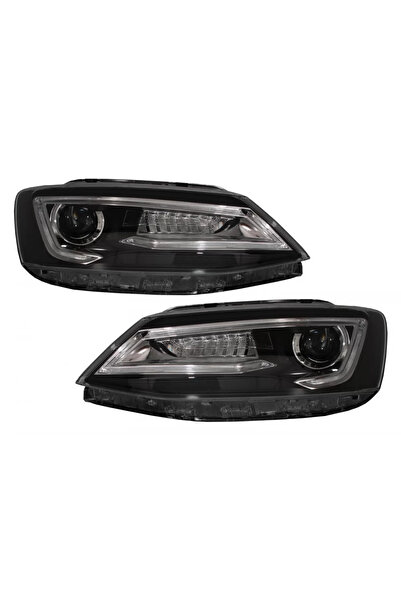 tuningset Faruri LED DRL compatibil cu VW Jetta Mk6 VI 2011-2017 Design Bi-Xe...
