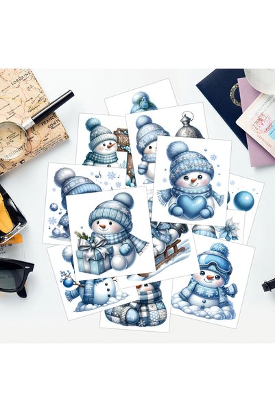 Choice 5cm 12pcs 12pcs Watercolor Christmas Snowman UV DTF Transfer Sticker S...