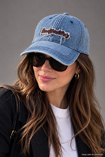 ZERAMİNE Unisex Denim Hat New York Embroidered Vintage Washed Sports Cap Adju...
