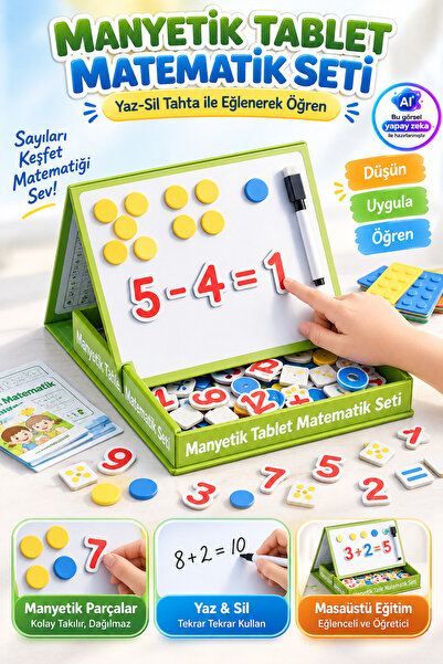YILDIRIM OYUNCAK Manyetik Tablet Matematik Seti & Yazı Tahtası 98 Parça
