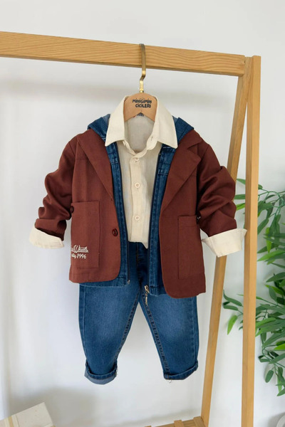 Minigimin Cicileri Комплект от 4 части за момчета Miniğimin Cicileri Denim Ja...