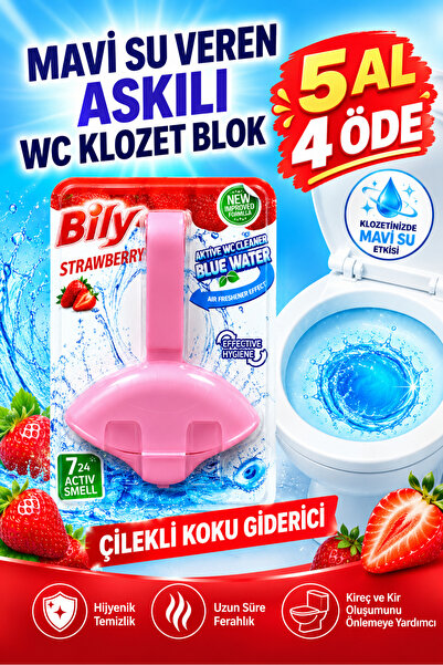 Bily Wc Klozet Blok Mavi Su Etkili Çilekli Banyo Koku Giderici Tuvalet Temizl...