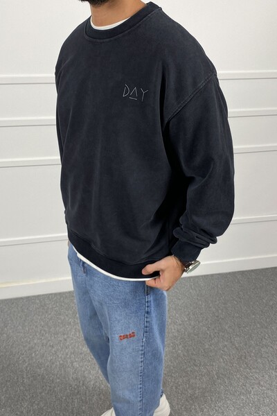 Alışveriş Sokağı Day Baskılı Yıkamalı Bisiklet Yaka Oversize Sweatshirt | STK2082-Sweatshirt