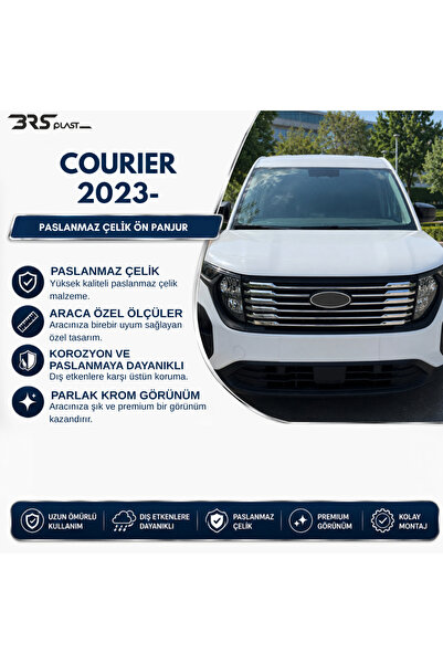 BRSPLAST Ford Courier Uyumlu 2024 Ve Üzeri Krom Ön Panjur 8 Parça Paslanmaz Ç...