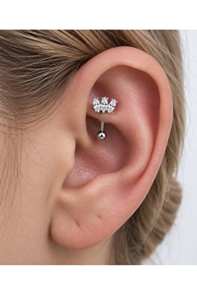 Arescollection ZİRKON TAŞLI CERRAHİ ÇELİK 1 ADET ROOK PİERCİNG