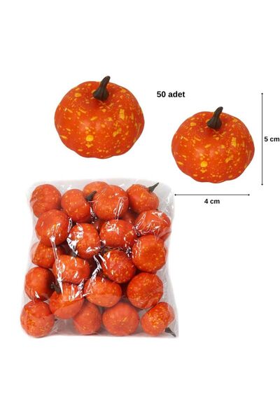 partidolu Halloween Küçük Boy 5X4 cm Turuncu Renk Plastik Balkabağı Dekor Süs...