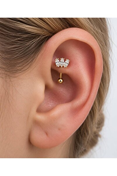 Arescollection ZİRKON TAŞLI CERRAHİ ÇELİK 1 ADET ROOK PİERCİNG