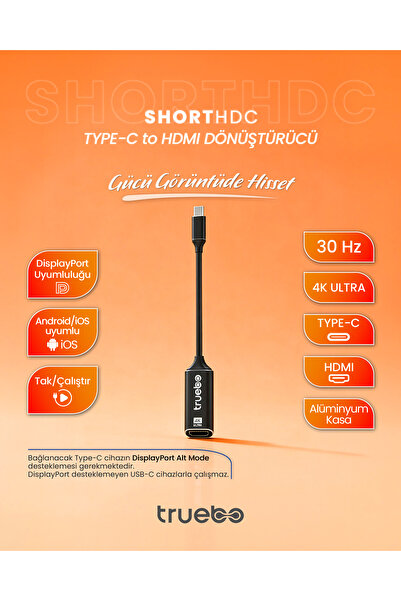 truebo ShortHDC USB-C to HDMI Dönüştürücü