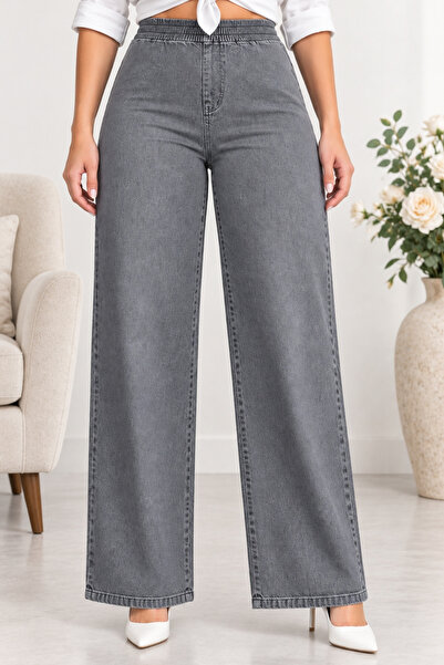 CEDY DENIM - Large Size Lycra Fabric Pocketless Elastic Waist Palazzo Trouser...