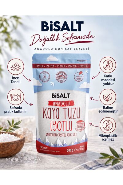 Bisalt Anadolu Kaya Tuzu Ince Iyotlu 500 G