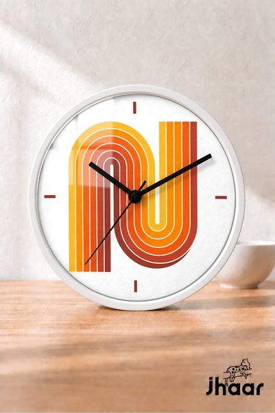 JHAAR Ceas de perete modern cu bandă curbată retro portocalie - XL mare 42 cm...