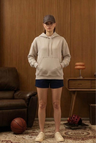 Looker Club Kadın Oversize Kapşonlu Sweatshirt - Hoodie 2024533