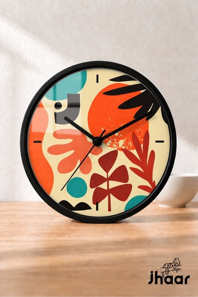 JHAAR Ceas de perete modern cu frunze botanice abstracte portocalii - XL mare...