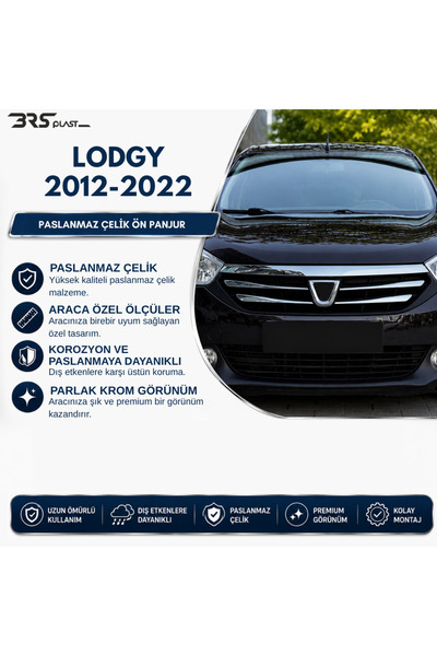 BRSPLAST Dacia Lodgy Uyumlu 2012 Ve Üzeri Ön Panjur 4 Parça Paslanmaz Çelik