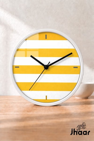 JHAAR Модерен стенен часовник Mustard White с широки цифри - Среден размер 25...