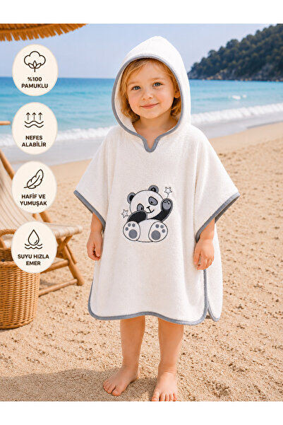 Tomuycuk Panda Embroidered Baby Bath Towel 100% Cotton Hooded Bathrobe Pareo ...