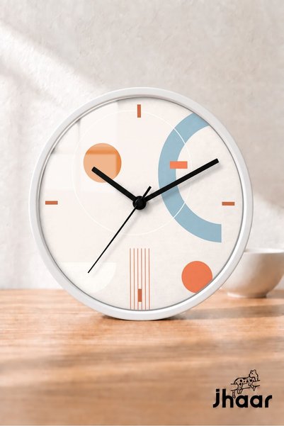 JHAAR Pastel Abstract Circle and Arc Modern Wall Clock - Medium Size 30 cm - ...