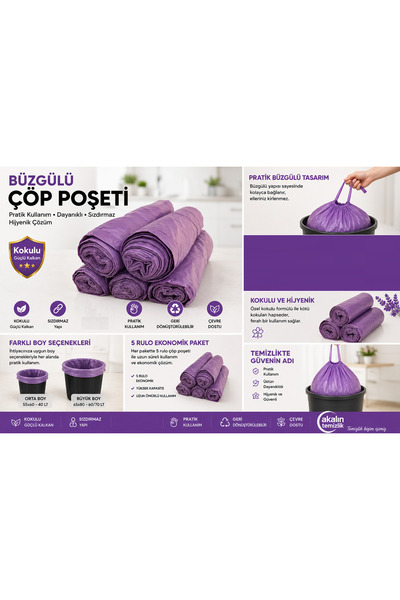 Akalın Professional Cleaning Products Σακούλα σκουπιδιών με άρωμα λεβάντας με...