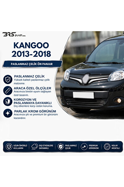 BRSPLAST Renault Kangoo Uyumlu 2013-2018 Krom Ön Panjur 2 Parça Paslanmaz Çelik