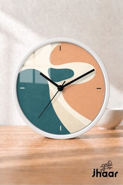 JHAAR Pastel Abstract Organic Shapes Modern Wall Clock - Medium Size 25 cm - ...